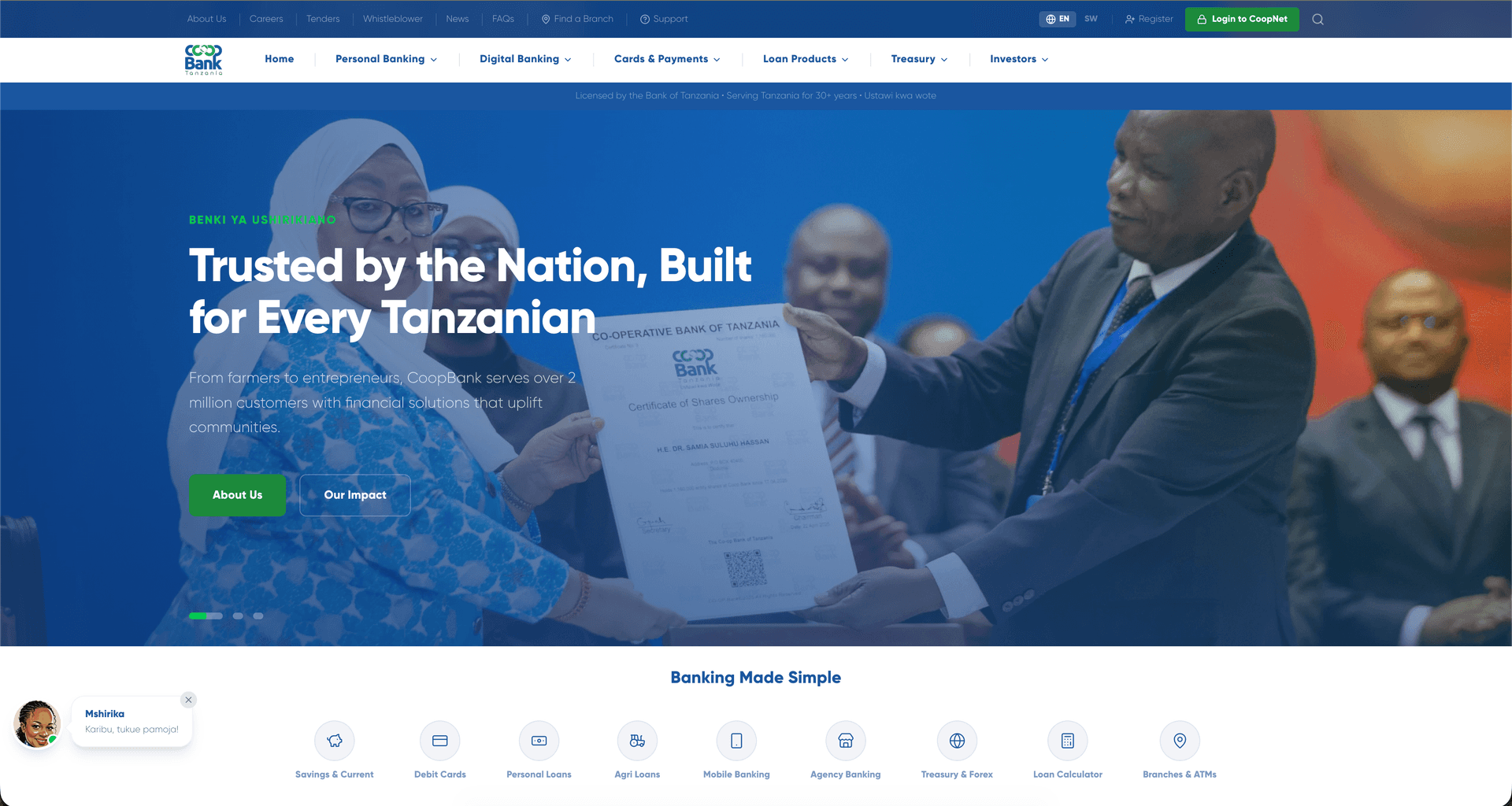 CoopBank website