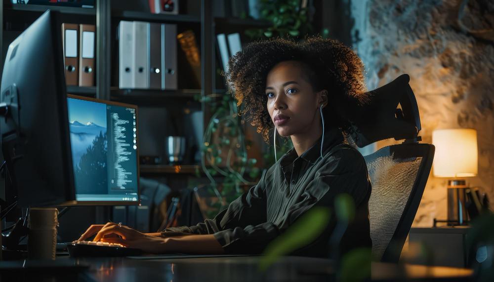 African developer at desk